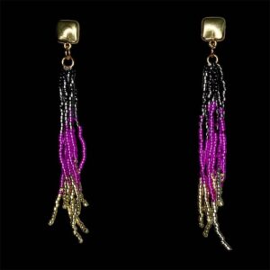 Ohrring Breeze – Gold, Schwarz, Pink
