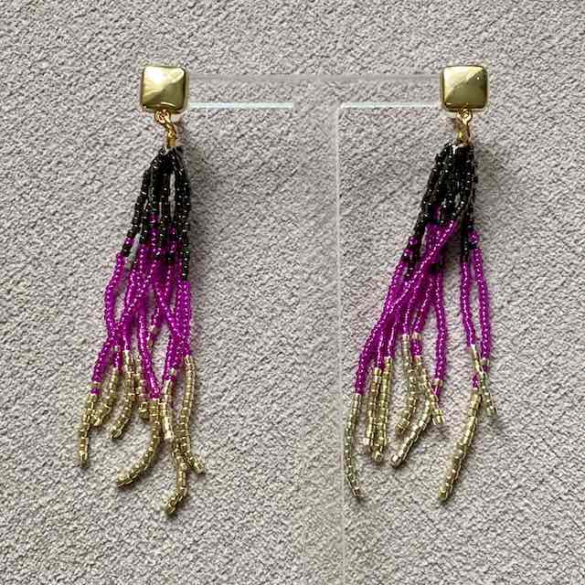 Ohrring Breeze - Gold, Schwarz, Pink – Bild 4