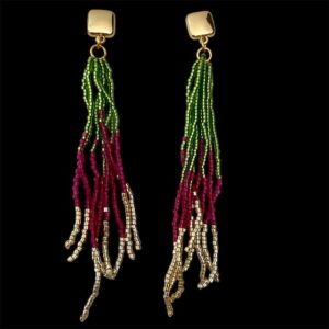 Ohrring Breeze – Gold, Grün, Aubergine