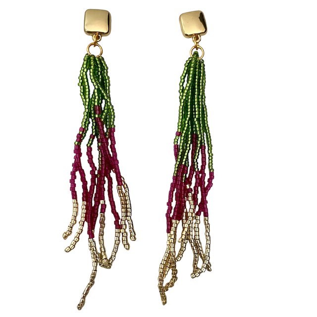 Ohrring Breeze - Gold, Grün, Aubergine – Bild 3