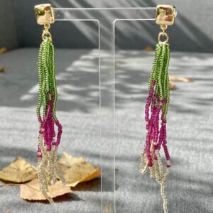 Ohrring Breeze – Gold, Grün, Aubergine