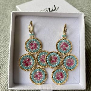 Ohrring Mykonos- Gold Pink Türkis