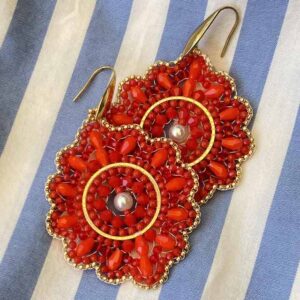 Ohrring Stromboli – Gold, Rot