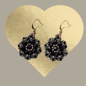 Ohrring Fleur – Gold Schwarz Grau
