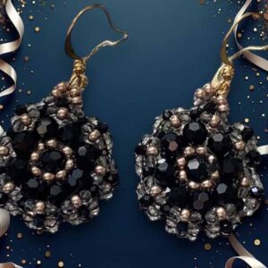 Ohrring Fleur – Gold Schwarz Grau
