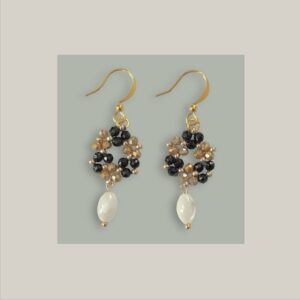 Ohrring Amelie – Gold Schwarz Champagner