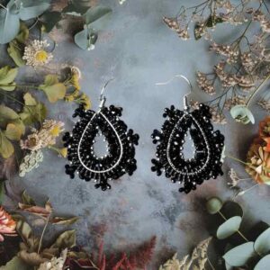 Ohrring „Midnight Lace“ – Schwarz Silber