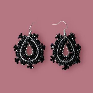 Ohrring „Midnight Lace“ – Schwarz Silber