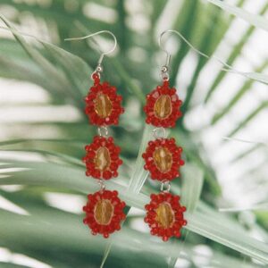 Fiery Bloom Ohrringe – Rot, Bernstein