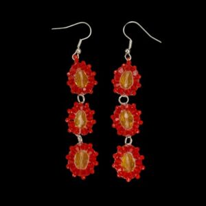 Fiery Bloom Ohrringe – Rot, Bernstein