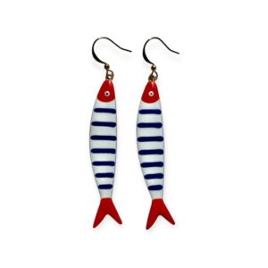 Ohrringe „Les Sardines“ – Blau Weiß