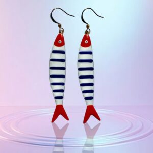 Ohrringe „Les Sardines“ – Blau Weiß