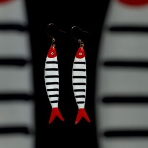 Ohrringe „Les Sardines“ – Schwarz Weiß