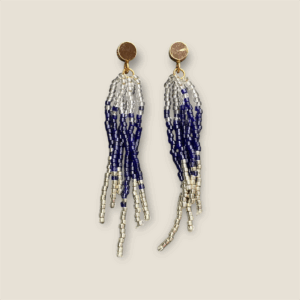 Ohrring Breeze – Gold, Dunkelblau, Transparent