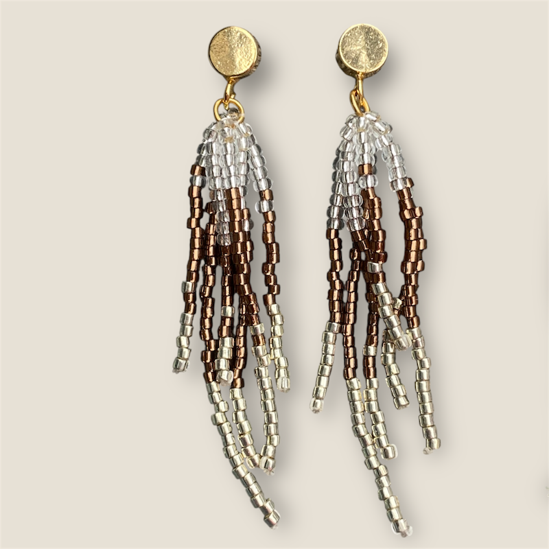 Ohrring Breeze - Gold, Dunkelbraun, Transparent