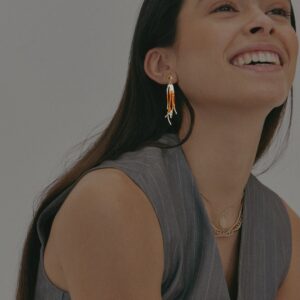 Ohrring Breeze – Gold, Hellbraun, Transparent