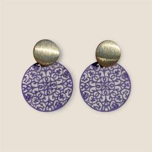 Mandala Gold – Violet – Ohrstecker mit Ornament-Charme